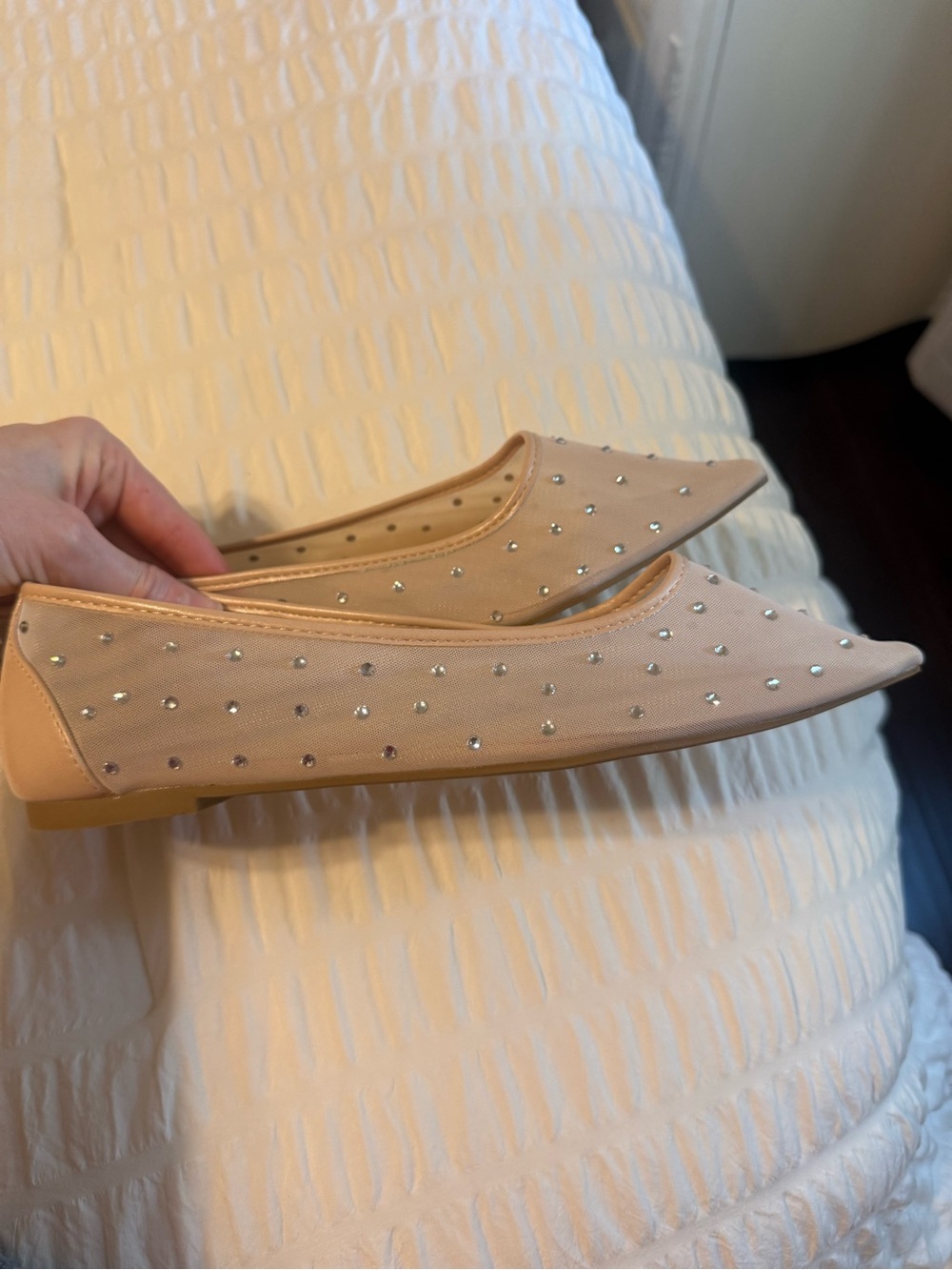BAMBOO Blush Pointed Toe Studded Flats